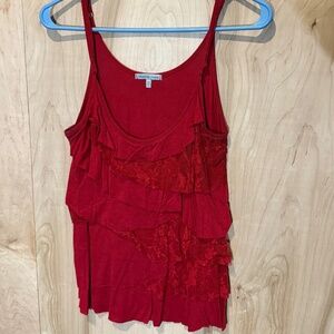 Charlotte Russe Women's M Red Lace Layered Top